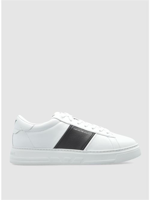 LEATHER SNEAKERS EMPORIO ARMANI | EM003701.AF18017MZ309 WHITE/NAVY